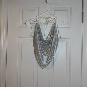 Silver Sequin Crop Top